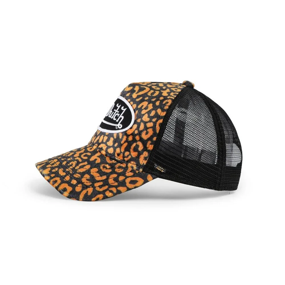 Von Dutch Orange Cheetah Velvet Trucker Hat MSRP89